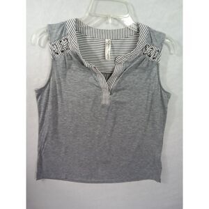 Perseption concept medium Gray sleeveless v neck‎ striped
